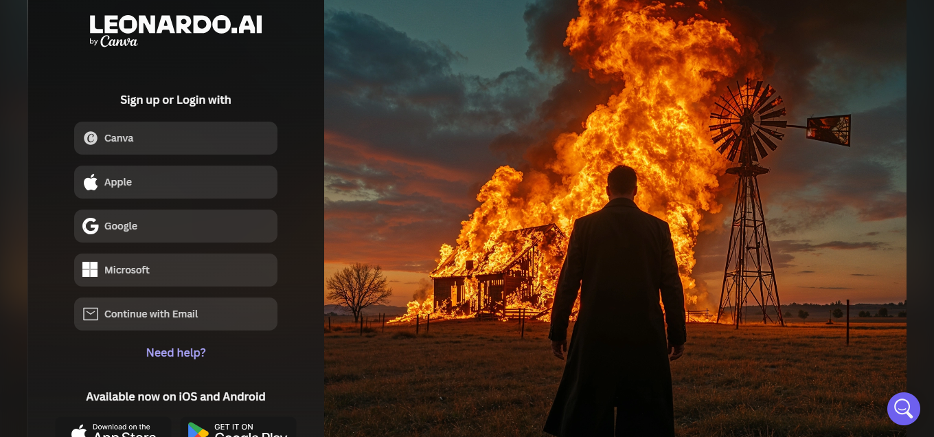 Screenshot of Leonardo AI image generator interface showing AI artwork creation tool for album covers, thumbnails and visuals