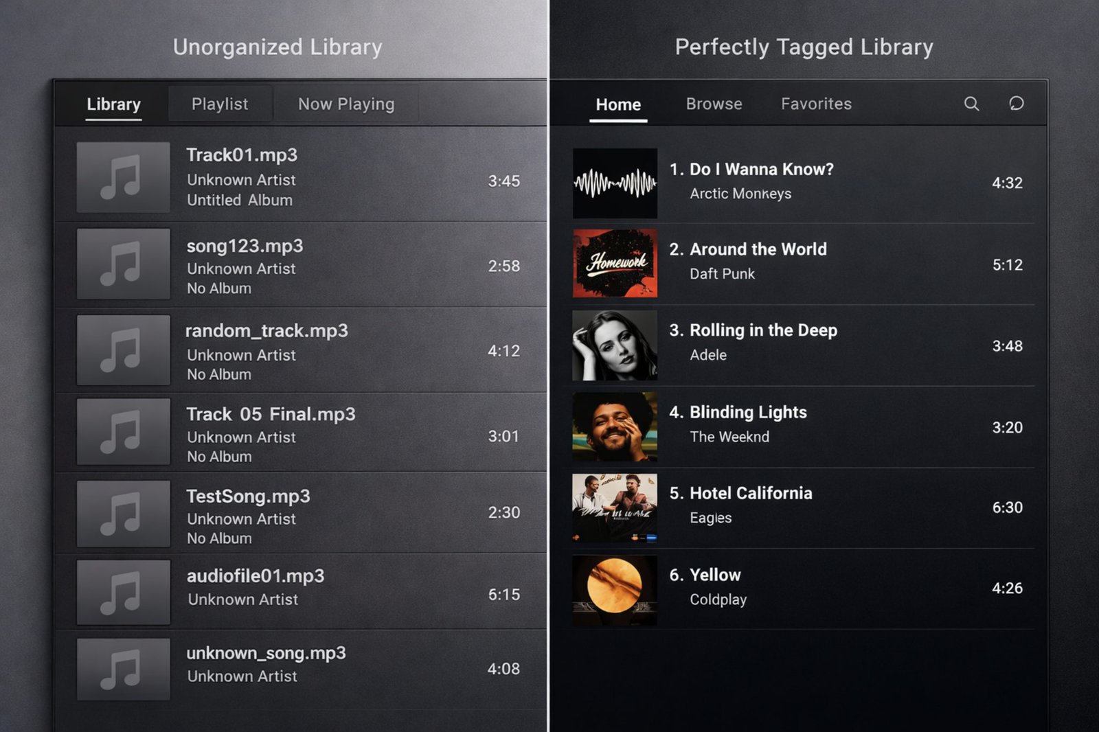 How to fix music metadata by correcting artist, album, and artwork